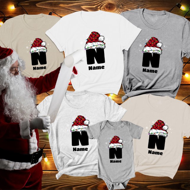 Monogram Personalised With Name Christmas T-Shirt (Creator Uploaded)