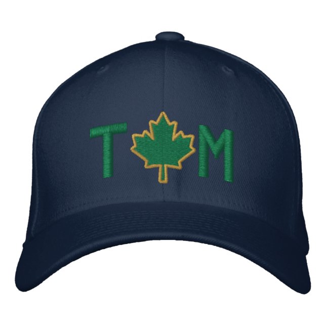 Monogram Personalize Maple Leaf Embroidery Embroidered Hat (Front)