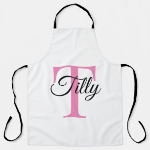 Monogram Personalized Custom Powder Pink Apron