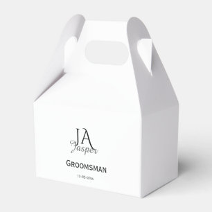Monogram personalized groomsman best man name date favour box