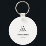 Monogram personalized groomsman best man name date key ring<br><div class="desc">design</div>