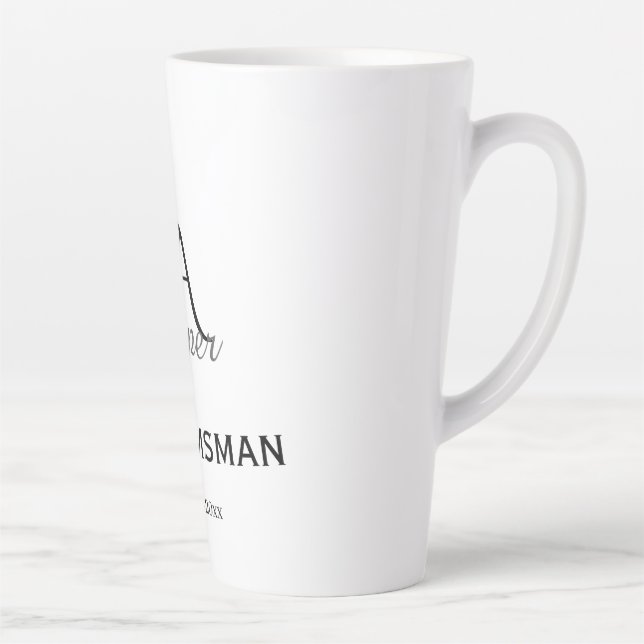 Monogram personalized groomsman best man name date latte mug (Right)