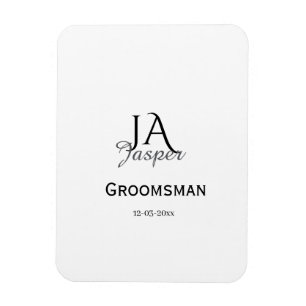 Monogram personalized groomsman best man name date magnet