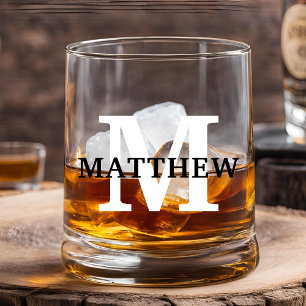 MONOGRAM PERSONALIZED NAME INITIAL CUSTOM WHISKEY GLASS