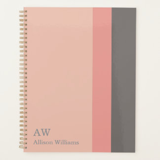 Monogram Personalized Pink, Rose Sand & Grey Planner