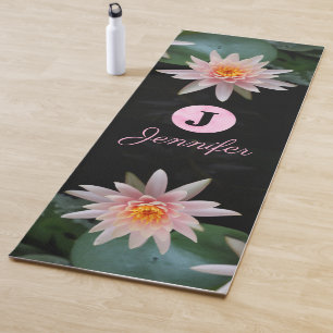 MONOGRAM PERSONALIZED SOFT PASTEL PINK LOTUS YOGA MAT