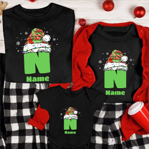 Monogram Personalized With Name Family Christmas T-Shirt