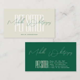 Monogram PET SITTER modern script Business Card