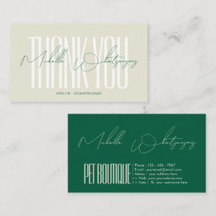 Monogram PET Thank you modern script Business Card