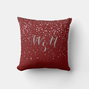 Monogram Petite Grey Stars 16x16 Pillow-Crimson Cushion