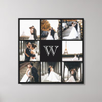 Monogram Photo Collage Black Border