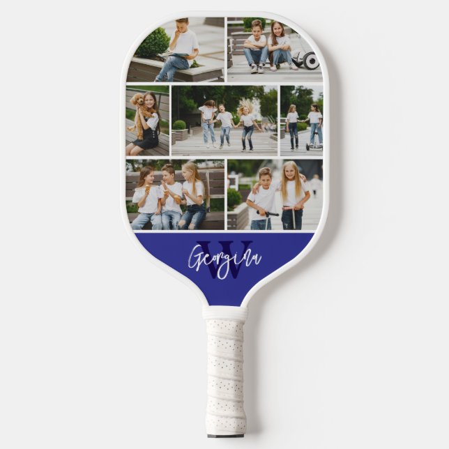 Monogram Photo Collage Custom Colour Pickleball Paddle (Front)