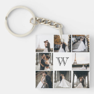 Monogram Photo Collage Gift Key Ring