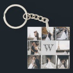 Monogram Photo Collage Grey Key Ring<br><div class="desc">Get this monogrammed keychain with 8 of your favourite photos on it. It has a place for you to add your initial. This is great for wedding photos,  baby photos,  and family photos.</div>