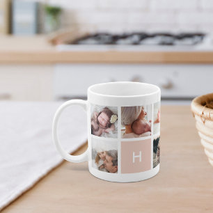 Monogram Photo Collage Mug Blush