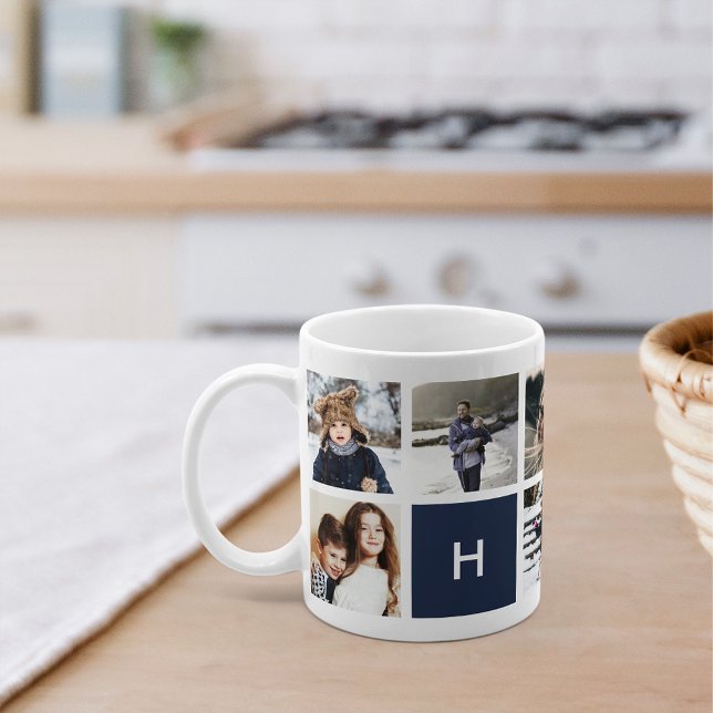 Monogram Photo Collage Mug | Navy (Creator Uploaded)