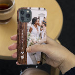 Monogram Photo Couple Wood Personalised Name Case-Mate iPhone 14 Case<br><div class="desc">Monogram Photo Couple Wood Personalised Name Smartphone iPhone Cases features your favourite photo with your personalised names and monogram on a wooden accent. Perfect as a gift for husband or boyfriend for birthday,  Christmas,  Valentine's Day,  anniversary and more. Designed by ©Evco Studio www.zazzle.com/store/evcostudio</div>
