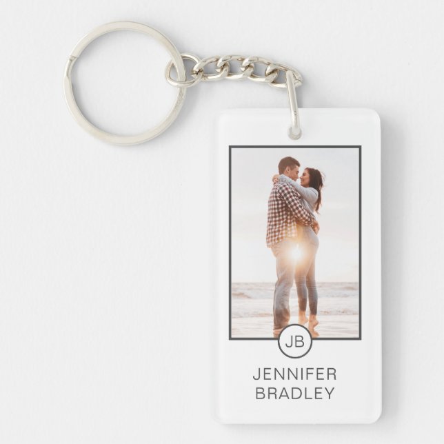 Monogram Photo Custom Photo Personalised Name Key Ring (Front)