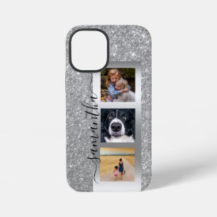 Monogram Photo Glitter Rose Gold Handwritten  iPhone 12 Mini Case
