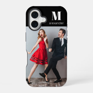 Monogram Photo Modern Personalised Name iPhone 16 Case