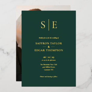 Monogram Photo Wedding Emerald Green And Gold