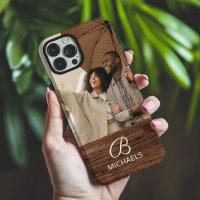 Monogram Photo Wood Grain Timber Personalised Name