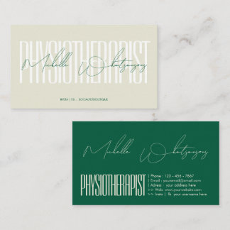 Monogram PHYSIOTHERAPIST modern script Business Card