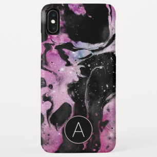 Monogram Pink and Black Marble Swirl Galaxy Case-Mate iPhone Case