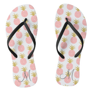 Monogram Pink and Gold Pineapple Jandals