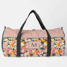 Monogram Pink and Grey Floral Initial Large