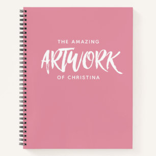 Monogram Pink Artist Sketchbook Your Name Notebook