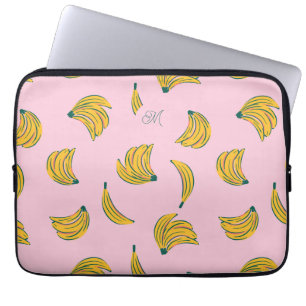 Monogram Pink Banana Pattern Laptop Sleeve