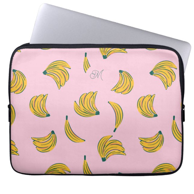 Monogram Pink Banana Pattern Laptop Sleeve (Front)