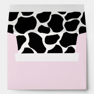 Monogram Pink Black Cow Print Envelope