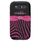 Monogram Pink, Black Glitter Zebra Galaxy S3