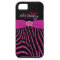Monogram Pink, Black Glitter Zebra iPhone 5 Case