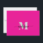 Monogram Pink Black Silver Colour Personal  Postcard<br><div class="desc">Elegant monogram on your personal apron
Pink colour background with black script and a silver colour Monogram.</div>