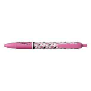Monogram Pink Black Soccer Ball Pattern Black Ink Pen