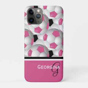 Monogram Pink Black Soccer Ball Pattern Case-Mate iPhone Case