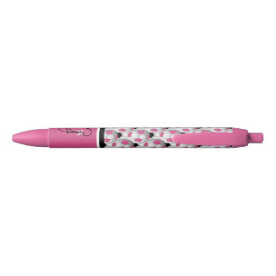 Monogram Pink Black Soccer Ball Pattern Ink Pen