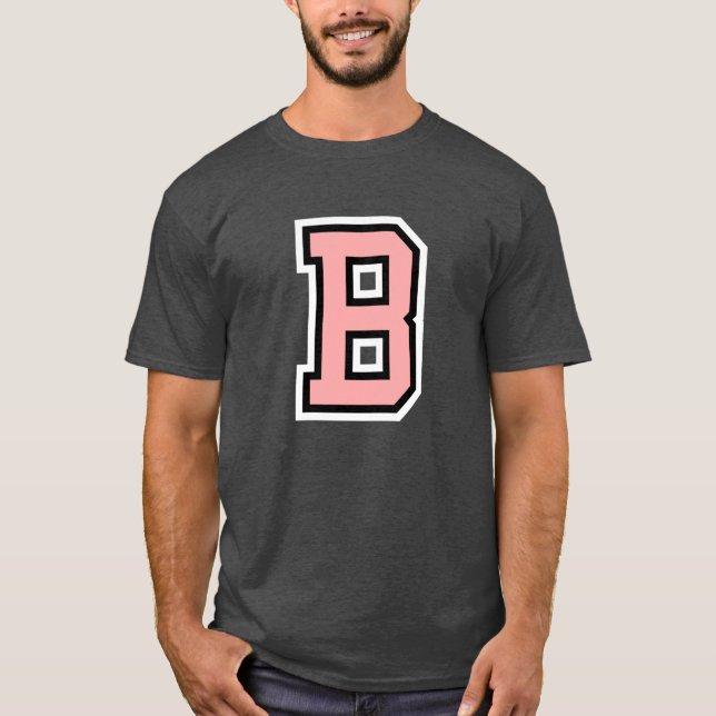 Monogram Pink Black White College Initial B T-Shirt (Front)