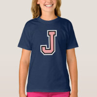 Monogram Pink Black White College Initial J