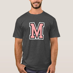 Monogram Pink Black White College Initial M T-Shirt