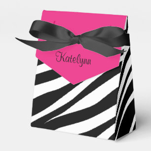 Monogram Pink & Black Zebra Print Favour Box