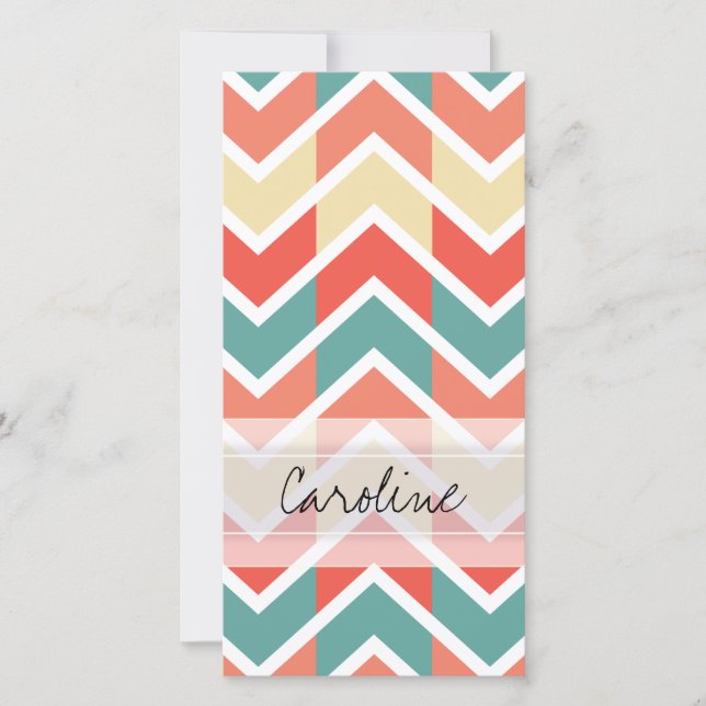 Monogram Pink Blue Geo Abstract Chevron Pattern (Front)