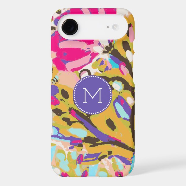 Monogram | Pink Boho Floral I Case-Mate iPhone Case (Back)