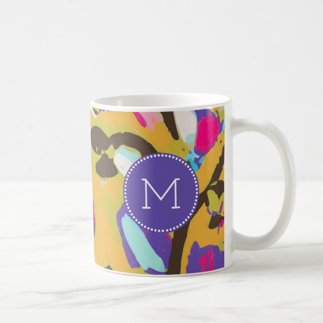 Monogram | Pink Boho Floral I Coffee Mug (Right)