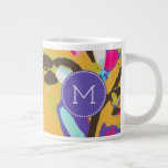 Monogram | Pink Boho Floral I Large Coffee Mug<br><div class="desc">Pink Boho Floral I by Karen Fields</div>