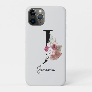 Monogram Pink Boho Girly Floral Initial J Case-Mate iPhone Case