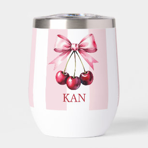 Monogram Pink Bow Cherries Coquette Aesthetic
